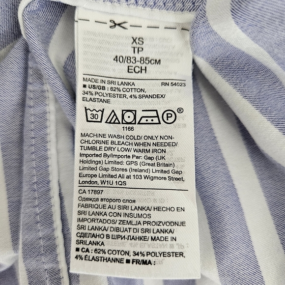Banana Republic Quinn Fit Boy Shirt Blue Stripe Long Sleeve Button Collared XS - Picture 6 of 7